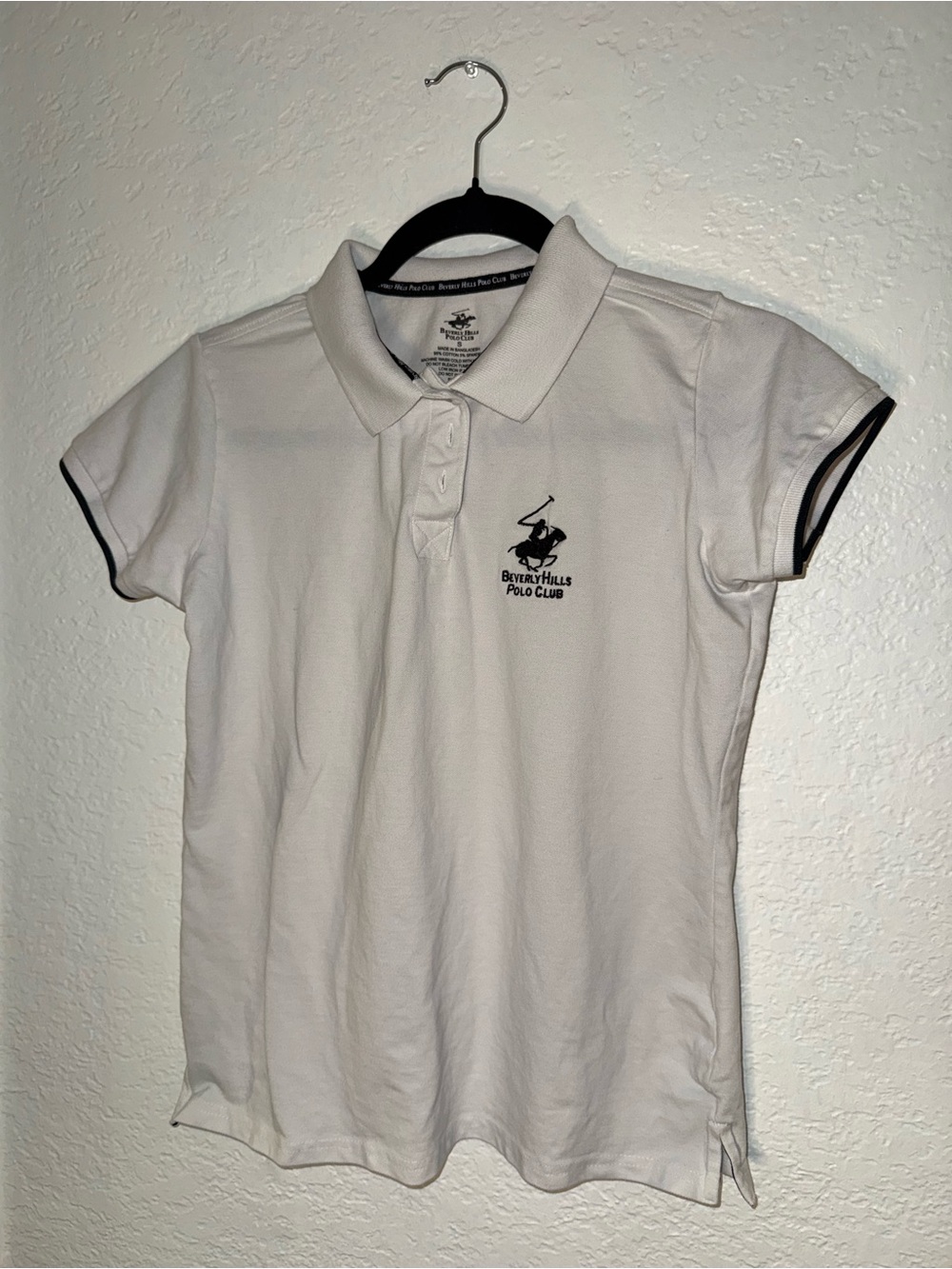 Beverly Hills Polo Club Girls' White Polo with Black Logo Trim